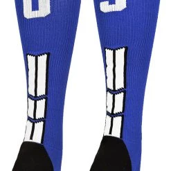 MadSportsStuff Royal Player ID Custom Number Over The Calf Socks For Softball Baseball Football Boys And Girls