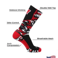 TCK Sports All Schools Wisconsin Badgers Socks Woodland Camo Crew