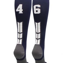 MadSportsStuff Navy Player ID Custom Number Over The Calf Socks For Softball Baseball Football Boys And Girls