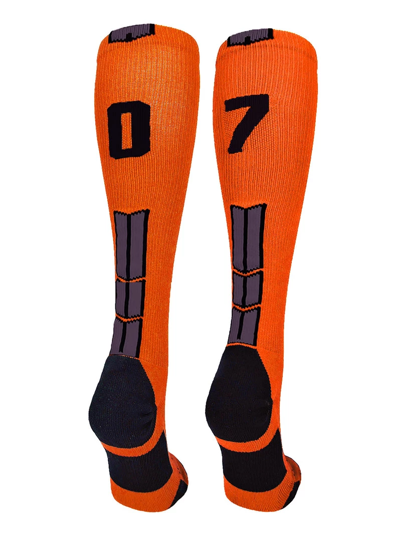 MadSportsStuff Softball Socks Orange And Black Player ID Custom Number Over The Calf Socks For Softball Baseball Football Boys And Girls 72 MadSportsStuff Softball Socks Orange And Black Player ID Custom Number Over The Calf Socks For Softball Baseball Football Boys And Girls