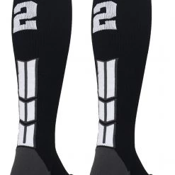 MadSportsStuff Black Player ID Custom Number Over The Calf Socks For Softball Baseball Football Boys And Girls