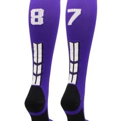MadSportsStuff Purple Player ID Custom Number Over The Calf Socks For Softball Baseball Football Boys And Girls 148 MadSportsStuff Purple Player ID Custom Number Over The Calf Socks For Softball Baseball Football Boys And Girls