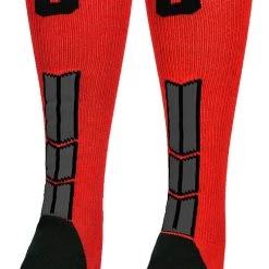 MadSportsStuff Red And Black Player ID Custom Number Over The Calf Socks For Softball Baseball Football Boys And Girls Baseball Socks 197 MadSportsStuff Red And Black Player ID Custom Number Over The Calf Socks For Softball Baseball Football Boys And Girls Baseball Socks