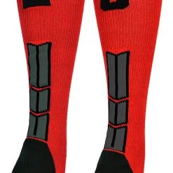 MadSportsStuff Red And Black Player ID Custom Number Over The Calf Socks For Softball Baseball Football Boys And Girls Baseball Socks 207 MadSportsStuff Red And Black Player ID Custom Number Over The Calf Socks For Softball Baseball Football Boys And Girls Baseball Socks