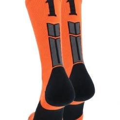 MadSportsStuff Orange And Black Player ID Custom Number Crew Socks For Basketball Lacrosse Volleyball Boys And Girls