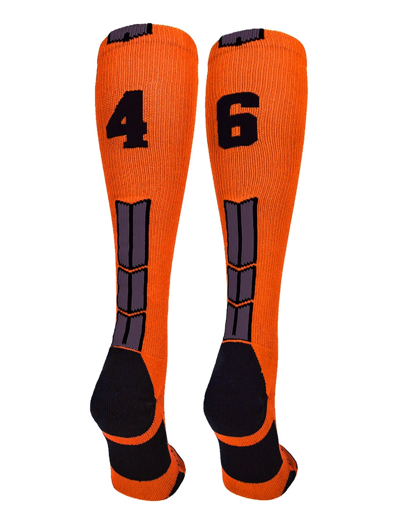MadSportsStuff Softball Socks Orange And Black Player ID Custom Number Over The Calf Socks For Softball Baseball Football Boys And Girls 84 MadSportsStuff Softball Socks Orange And Black Player ID Custom Number Over The Calf Socks For Softball Baseball Football Boys And Girls