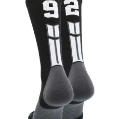 MadSportsStuff Black Player ID Custom Number Crew Socks For Basketball Lacrosse Volleyball Boys And Girls Volleyball Socks
