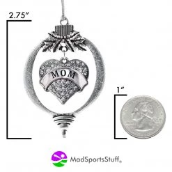 MadSportsStuff Mom Christmas Ornament With Crystal Heart Charm Ornaments