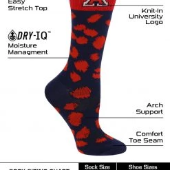 TCK All Schools Arizona Wildcats Socks Womens Savage Crew Socks