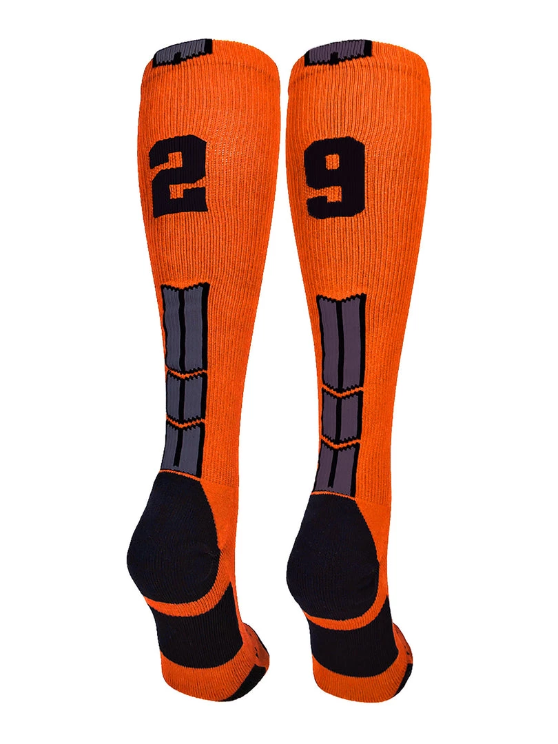MadSportsStuff Softball Socks Orange And Black Player ID Custom Number Over The Calf Socks For Softball Baseball Football Boys And Girls 101 MadSportsStuff Softball Socks Orange And Black Player ID Custom Number Over The Calf Socks For Softball Baseball Football Boys And Girls
