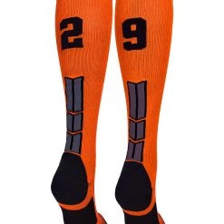 MadSportsStuff Orange And Black Player ID Custom Number Over The Calf Socks For Softball Baseball Football Boys And Girls 206 MadSportsStuff Orange And Black Player ID Custom Number Over The Calf Socks For Softball Baseball Football Boys And Girls