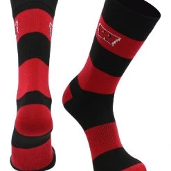 TCK Wisconsin Badgers Socks Game Day Striped Crew Socks