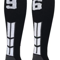 MadSportsStuff Black Player ID Custom Number Over The Calf Socks For Softball Baseball Football Boys And Girls