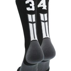 MadSportsStuff Black Player ID Custom Number Crew Socks For Basketball Lacrosse Volleyball Boys And Girls
