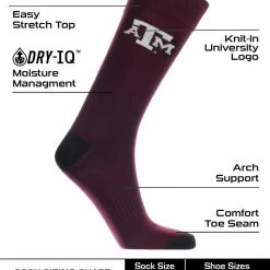 TCK All Schools Texas A&M Aggies Dress Socks Dean's List Crew Length Socks
