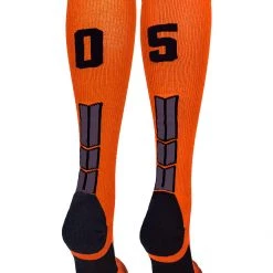 MadSportsStuff Softball Socks Orange And Black Player ID Custom Number Over The Calf Socks For Softball Baseball Football Boys And Girls 179 MadSportsStuff Softball Socks Orange And Black Player ID Custom Number Over The Calf Socks For Softball Baseball Football Boys And Girls