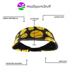 MadSportsStuff Crazy Softball Headband With Softball Logos Headbands