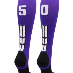 MadSportsStuff Purple Player ID Custom Number Over The Calf Socks For Softball Baseball Football Boys And Girls Softball Socks 160 MadSportsStuff Purple Player ID Custom Number Over The Calf Socks For Softball Baseball Football Boys And Girls Softball Socks