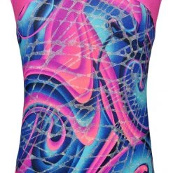 MadSportsStuff Keyhole Style Abstract Swirl Girls Gymnastics Leotard Leotards