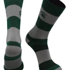 TCK Michigan State Spartans Socks Game Day Striped Crew Socks
