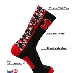 TCK All Schools Nebraska Cornhuskers Socks Digital Camo Crew