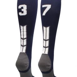 MadSportsStuff Navy Player ID Custom Number Over The Calf Socks For Softball Baseball Football Boys And Girls