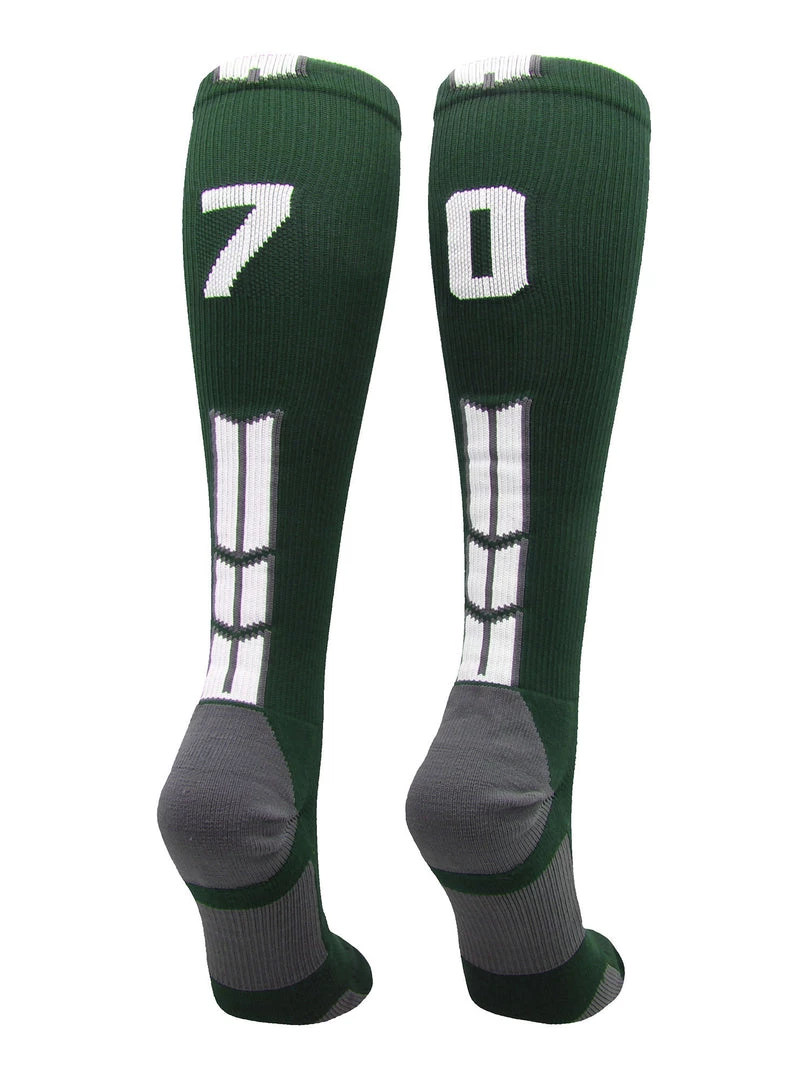 MadSportsStuff Dark Green Player ID Custom Number Over The Calf Socks For Softball Baseball Football Boys And Girls Softball Socks 10 MadSportsStuff Dark Green Player ID Custom Number Over The Calf Socks For Softball Baseball Football Boys And Girls Softball Socks