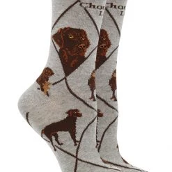 WHD Chocolate Lab Socks For Women Gift For Dog Lovers Crazy Socks - Crew