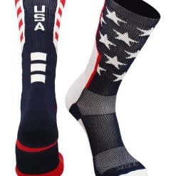 TCK Basketball Socks USA American Flag Socks Crew Length USA Strong