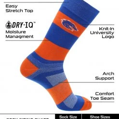 TCK Boise State Broncos Socks Game Day Striped Crew Socks All Schools