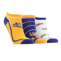 TCK LSU Tigers No Show Socks Full Field 3 Pack