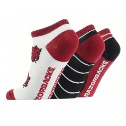 TCK All Schools Arkansas Razorbacks No Show Socks Full Field 3 Pack