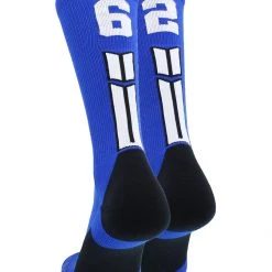 MadSportsStuff Volleyball Socks Royal Player ID Custom Number Crew Socks For Basketball Lacrosse Volleyball Boys And Girls