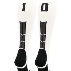 MadSportsStuff White Player ID Custom Number Over The Calf Socks For Softball Baseball Football Boys And Girls Softball Socks