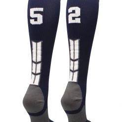 MadSportsStuff Navy Player ID Custom Number Over The Calf Socks For Softball Baseball Football Boys And Girls Softball Socks