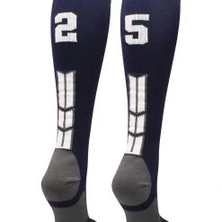 MadSportsStuff Navy Player ID Custom Number Over The Calf Socks For Softball Baseball Football Boys And Girls Softball Socks