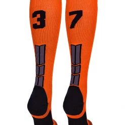MadSportsStuff Orange And Black Player ID Custom Number Over The Calf Socks For Softball Baseball Football Boys And Girls 199 MadSportsStuff Orange And Black Player ID Custom Number Over The Calf Socks For Softball Baseball Football Boys And Girls