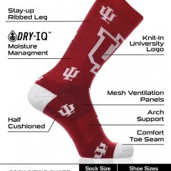 TCK Indiana Hoosiers Socks Crew Length Sock Mayhem All Schools