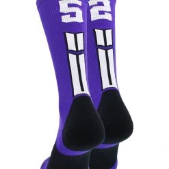 MadSportsStuff Purple Player ID Custom Number Crew Socks For Basketball Lacrosse Volleyball Boys And Girls