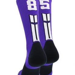 MadSportsStuff Purple Player ID Custom Number Crew Socks For Basketball Lacrosse Volleyball Boys And Girls Volleyball Socks