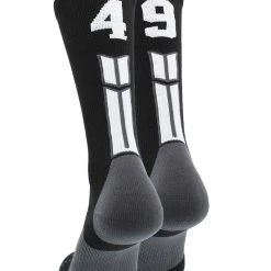 MadSportsStuff Black Player ID Custom Number Crew Socks For Basketball Lacrosse Volleyball Boys And Girls