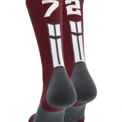 MadSportsStuff Maroon Player ID Custom Number Crew Socks For Basketball Lacrosse Volleyball Boys And Girls