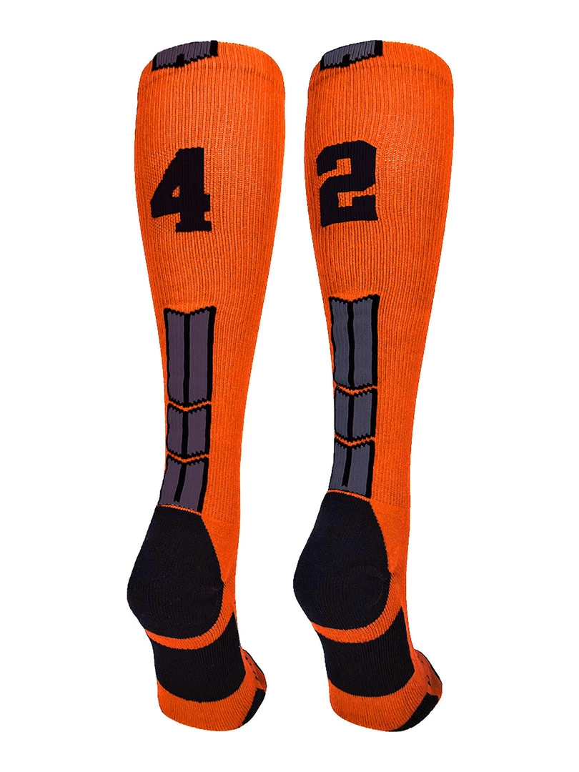 MadSportsStuff Orange And Black Player ID Custom Number Over The Calf Socks For Softball Baseball Football Boys And Girls 88 MadSportsStuff Orange And Black Player ID Custom Number Over The Calf Socks For Softball Baseball Football Boys And Girls