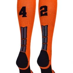 MadSportsStuff Softball Socks Orange And Black Player ID Custom Number Over The Calf Socks For Softball Baseball Football Boys And Girls 193 MadSportsStuff Softball Socks Orange And Black Player ID Custom Number Over The Calf Socks For Softball Baseball Football Boys And Girls