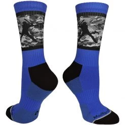 MadSportsStuff Baseball Socks With Player On Camo Background Crew Socks (multiple Colors)