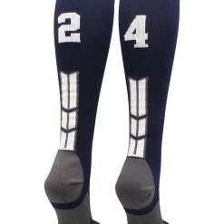 MadSportsStuff Navy Player ID Custom Number Over The Calf Socks For Softball Baseball Football Boys And Girls