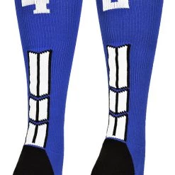 MadSportsStuff Royal Player ID Custom Number Over The Calf Socks For Softball Baseball Football Boys And Girls