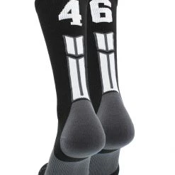 MadSportsStuff Black Player ID Custom Number Crew Socks For Basketball Lacrosse Volleyball Boys And Girls Volleyball Socks