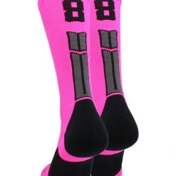 MadSportsStuff Neon Pink And Black Player ID Custom Number Crew Socks For Basketball Lacrosse Volleyball Boys And Girls 145 MadSportsStuff Neon Pink And Black Player ID Custom Number Crew Socks For Basketball Lacrosse Volleyball Boys And Girls