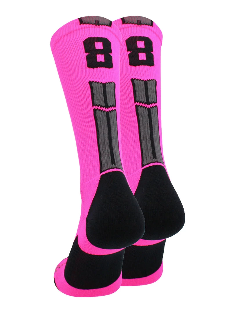 MadSportsStuff Neon Pink And Black Player ID Custom Number Crew Socks For Basketball Lacrosse Volleyball Boys And Girls 41 MadSportsStuff Neon Pink And Black Player ID Custom Number Crew Socks For Basketball Lacrosse Volleyball Boys And Girls